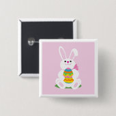 Badge Carré 5 Cm Lapin de Pâques (Devant & derrière)
