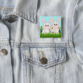 Badge Carré 5 Cm Lapin de Pâques (En situation)