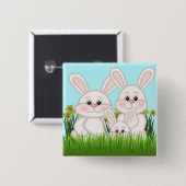 Badge Carré 5 Cm Lapin de Pâques (Devant & derrière)