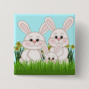 Badge Carré 5 Cm Lapin de Pâques