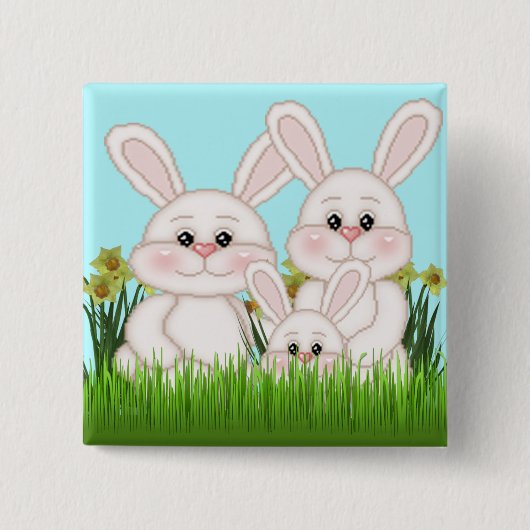 Badge Carré 5 Cm Lapin de Pâques (Devant)