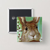 Badge Carré 5 Cm Lapin de Pâques (Devant & derrière)