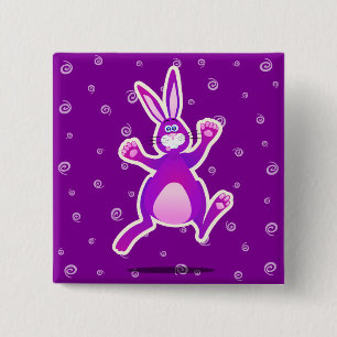Badge Carré 5 Cm Lapin drôle, bouton
