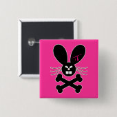 Badge Carré 5 Cm Lapin Émo Maléfique Os de la Croix (Devant & derrière)