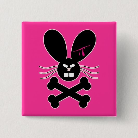Badge Carré 5 Cm Lapin Émo Maléfique Os de la Croix (Devant)