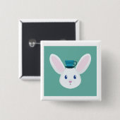 Badge Carré 5 Cm Lapin et thé (Devant & derrière)