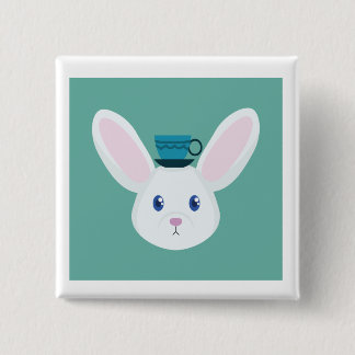 Badge Carré 5 Cm Lapin et thé