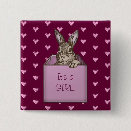 Badge Carré 5 Cm lapin faire-part (Devant)