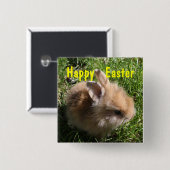 Badge Carré 5 Cm Lapin nain épine de Pâques (Devant & derrière)