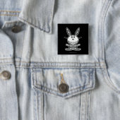 Badge Carré 5 Cm Lapin squelettique (En situation)