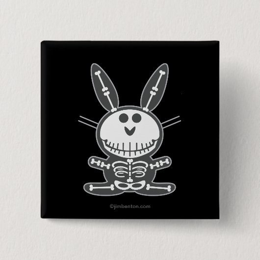 Badge Carré 5 Cm Lapin squelettique (Devant)