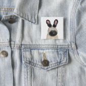 Badge Carré 5 Cm Lapin travaillé (En situation)