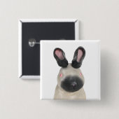 Badge Carré 5 Cm Lapin travaillé (Devant & derrière)