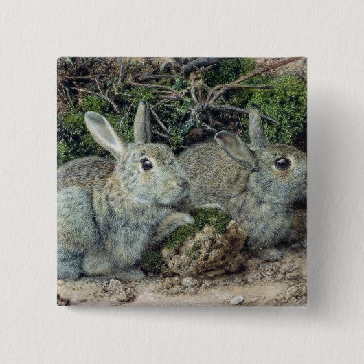 Badge Carré 5 Cm Lapins (Devant)