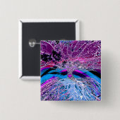 Badge Carré 5 Cm L'arbre de la vie entendent dans pourpre et le (Devant & derrière)