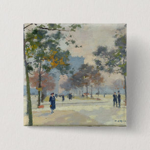 Badge Carré 5 Cm L'Arc de Triomphe en automne, Paris