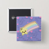Badge Carré 5 Cm L'arc-en-ciel de Kawaii chatte le motif si mignon. (Devant & derrière)