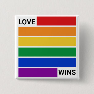 Badge Carré 5 Cm L'arc-en-ciel LGBTQ, l'amour gagne