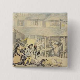 Badge Carré 5 Cm L'arrivée du car d'étape à l'auberge de Sun, DBO