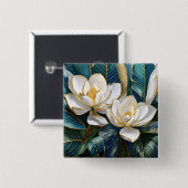 Badge Carré 5 Cm L'art de Magnolia (Devant & derrière)