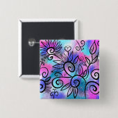 Badge Carré 5 Cm L'art des oiseaux amusant (Devant & derrière)