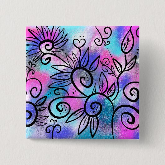 Badge Carré 5 Cm L'art des oiseaux amusant (Devant)