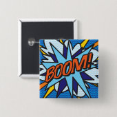Badge Carré 5 Cm L'art Pop de Bande Dessinée BOOM! (Devant & derrière)
