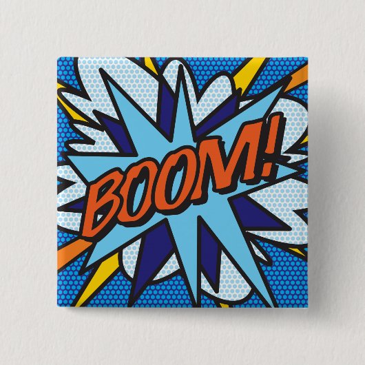 Badge Carré 5 Cm L'art Pop de Bande Dessinée BOOM! (Devant)