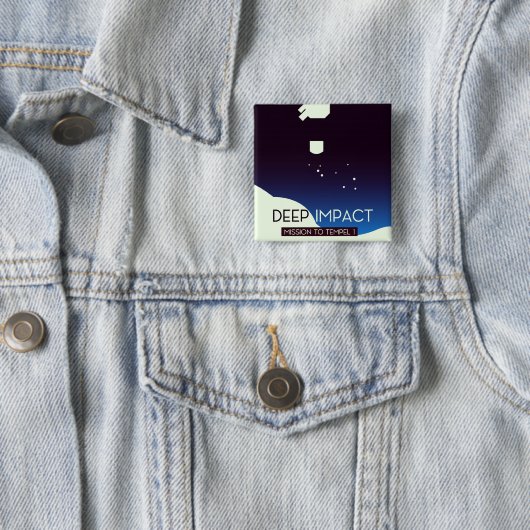 Badge Carré 5 Cm L'art spatial à impact profond (En situation)