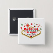 Badge Carré 5 Cm Las Vegas Marié Couple Correspondant Vacances Neva (Devant & derrière)