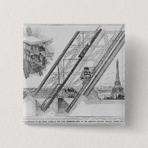 Badge Carré 5 Cm L'ascenseur d'Otis dans Tour Eiffel