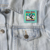 Badge Carré 5 Cm L'Assistant D'Oz™ | Route en brique jaune! (En situation)
