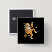 Badge Carré 5 Cm L'astronaute Monkey Space (Devant & derrière)