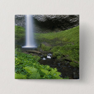 Badge Carré 5 Cm Latourell Falls, Columbia River Gorge, Oregon,