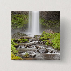 Badge Carré 5 Cm Latourell Falls, Gorge du fleuve Columbia, Oregon,