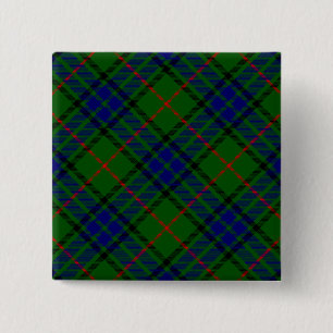 Badge Carré 5 Cm Lauder tartan bleu vert plaid