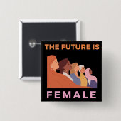Badge Carré 5 Cm L'Avenir Est Féminin (Devant & derrière)
