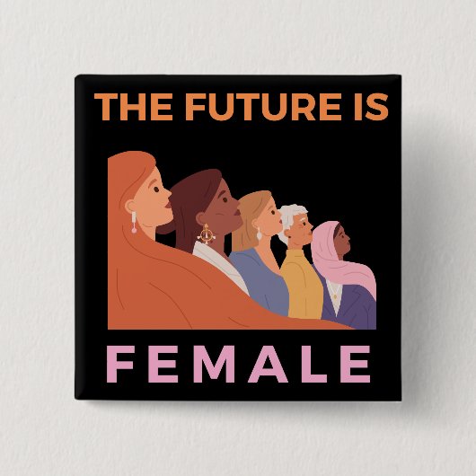 Badge Carré 5 Cm L'Avenir Est Féminin (Devant)