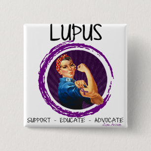 Badge Carré 5 Cm L'avocat de lupus, instruisent, soutiennent