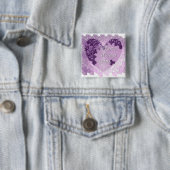 Badge Carré 5 Cm Le "amour gagne toujours" le bouton (En situation)