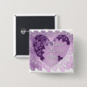 Badge Carré 5 Cm Le "amour gagne toujours" le bouton (Devant & derrière)