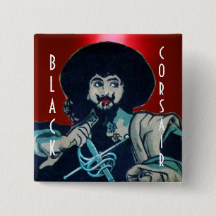 Badge Carré 5 Cm LE BLACK CORSAIR Gem rouge