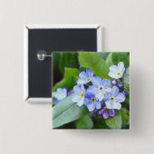 Badge Carré 5 Cm Le bleu m'oublient pas des fleurs (Devant & derrière)