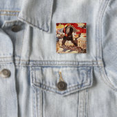 Badge Carré 5 Cm Le Bolchevik, 1920 (En situation)