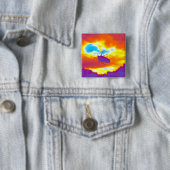 Badge Carré 5 Cm Le bourbier psychédélique (En situation)