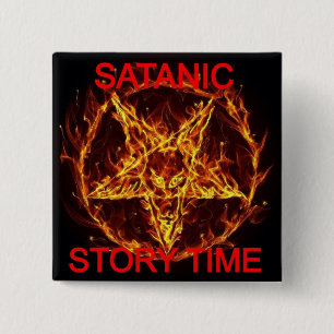 Badge Carré 5 Cm Le bouton carré du temps satanique d'histoire