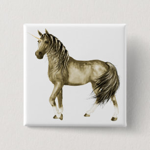 Badge Carré 5 Cm le bouton Golden Unicorn