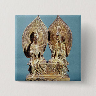 Badge Carré 5 Cm Le Buddhas Prabhutaratna et Sakyamuni