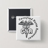 BADGE CARRÉ 5 CM LE CADUCÉE PEUT ASSISTANT D'INFIRMIÈRE CERTIFIÉE (Devant & derrière)