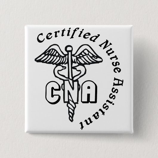 BADGE CARRÉ 5 CM LE CADUCÉE PEUT ASSISTANT D'INFIRMIÈRE CERTIFIÉE (Devant)